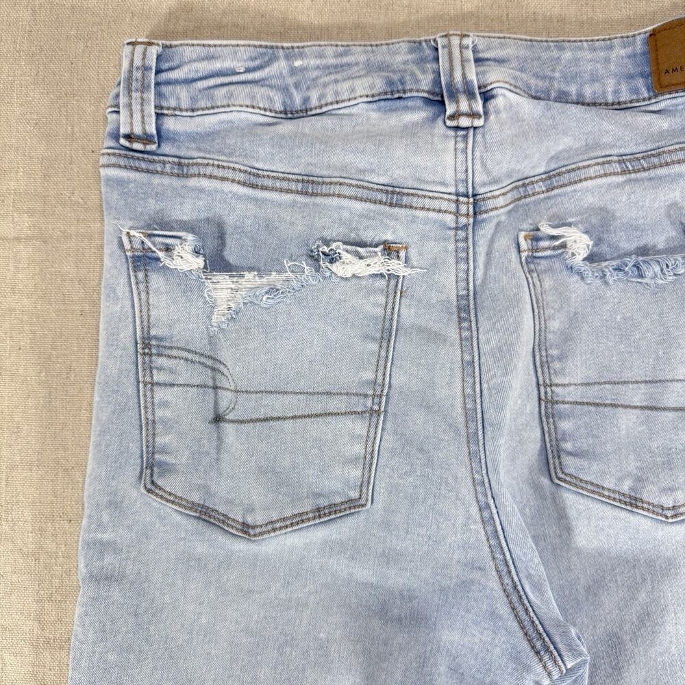 American Eagle Outfitters Womens Super High Rise Flare Jeans Light Wash 10 - Picture 7 of 13